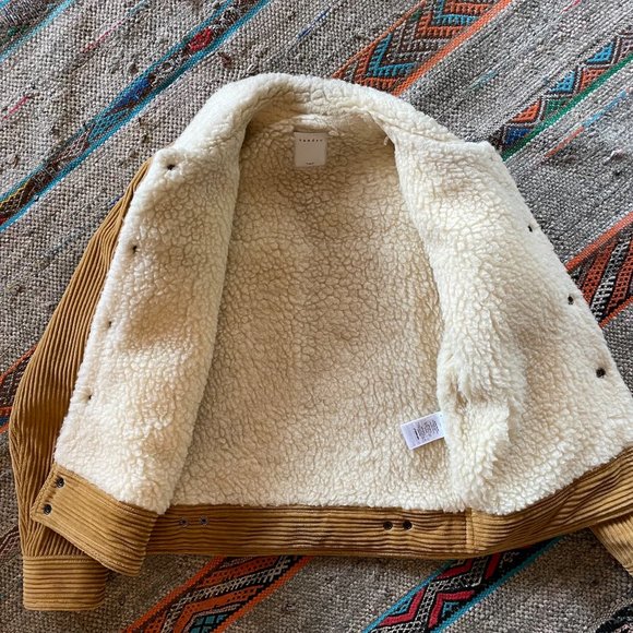 Sandro Shearling & Corduroy Trucker Jacket in Mustard - Season H2018 - Size M - Picture 8 of 15